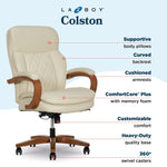 La-Z-Boy Colston Ergonomic Vegan Leather Swivel Executive Chair, Cream (60120-CRM)