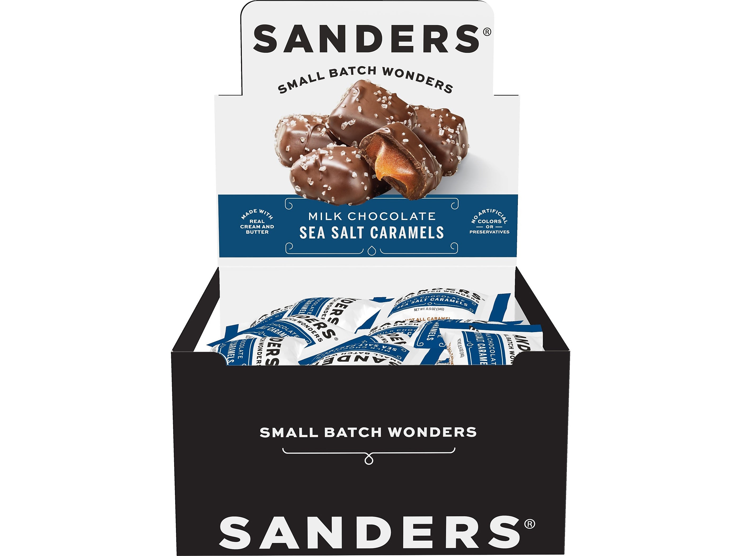 Sanders Small Batch Wonders Snack-Size Sea Salt Milk Chocolate Caramels, 24 oz., 48 Pieces/Box (27163)
