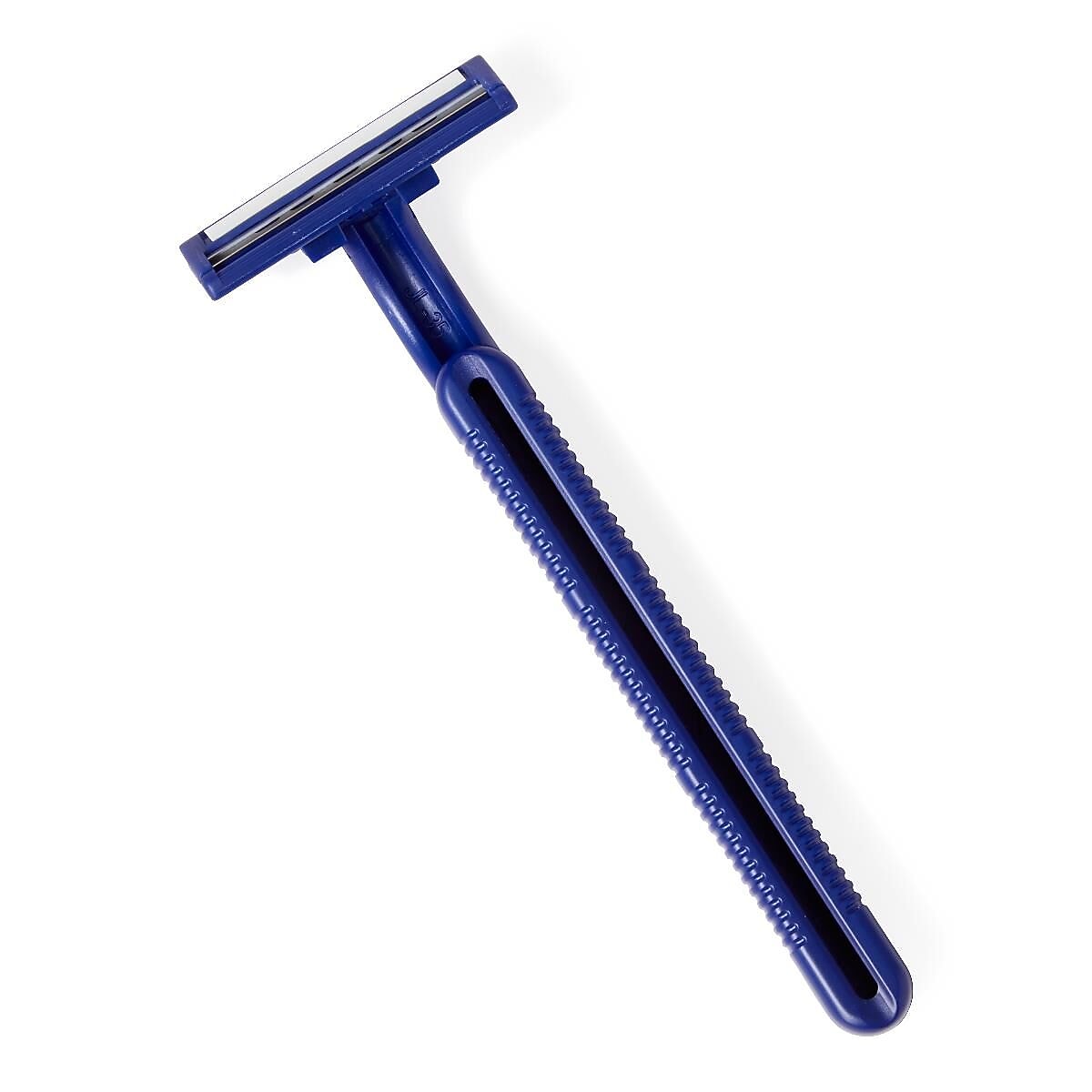 Medline Twin Blade Facial Razors with Lube Strip, Blue, 10/Pack (BRN1323H)