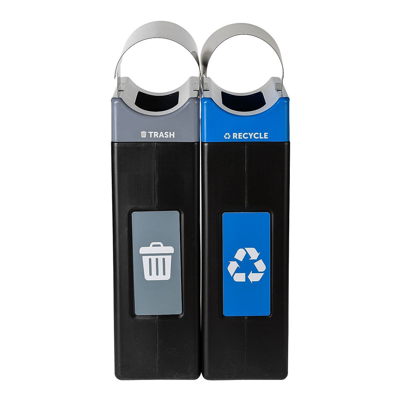 Commercial Zone Avante Series Polyethylene Dual-Stream Trash and Recycling Center, 60 Gallon, Black (787206MSA)