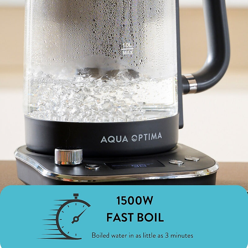 Aqua Optima KT3000 Glass Electric Kettle with Water Filter, 7-Cups, Black