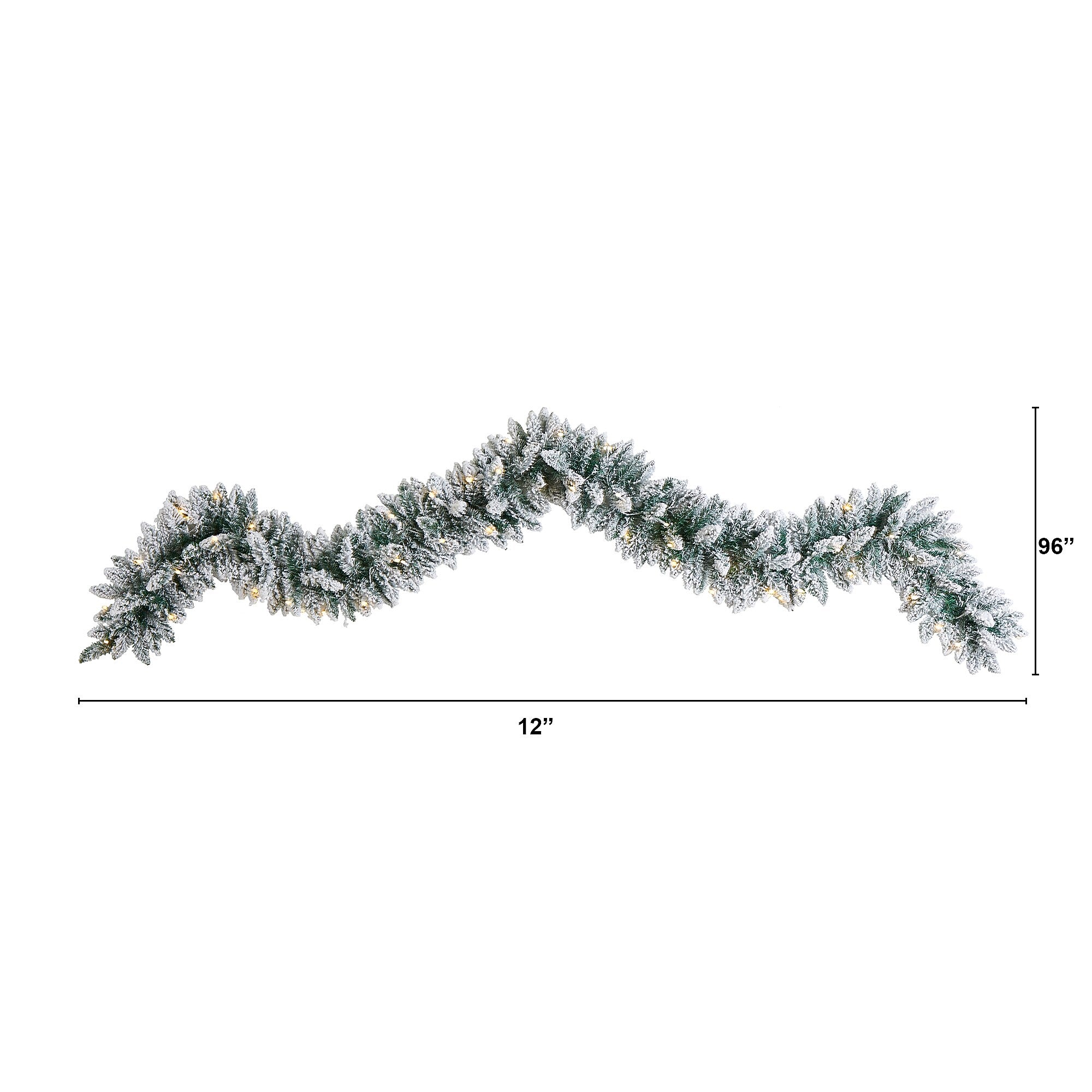 Nearly Natural 9-ft Flocked Artificial Christmas Garland with 50 Warm White LED Lights (W1310)