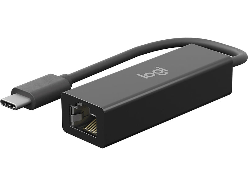 Logitech USB-C to Ethernet Adapter, Male to Female, Black (952-000149)