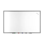 TRU RED™ Magnetic Porcelain Dry Erase Board, Gunmetal Frame, 5' x 3' (TR61186)