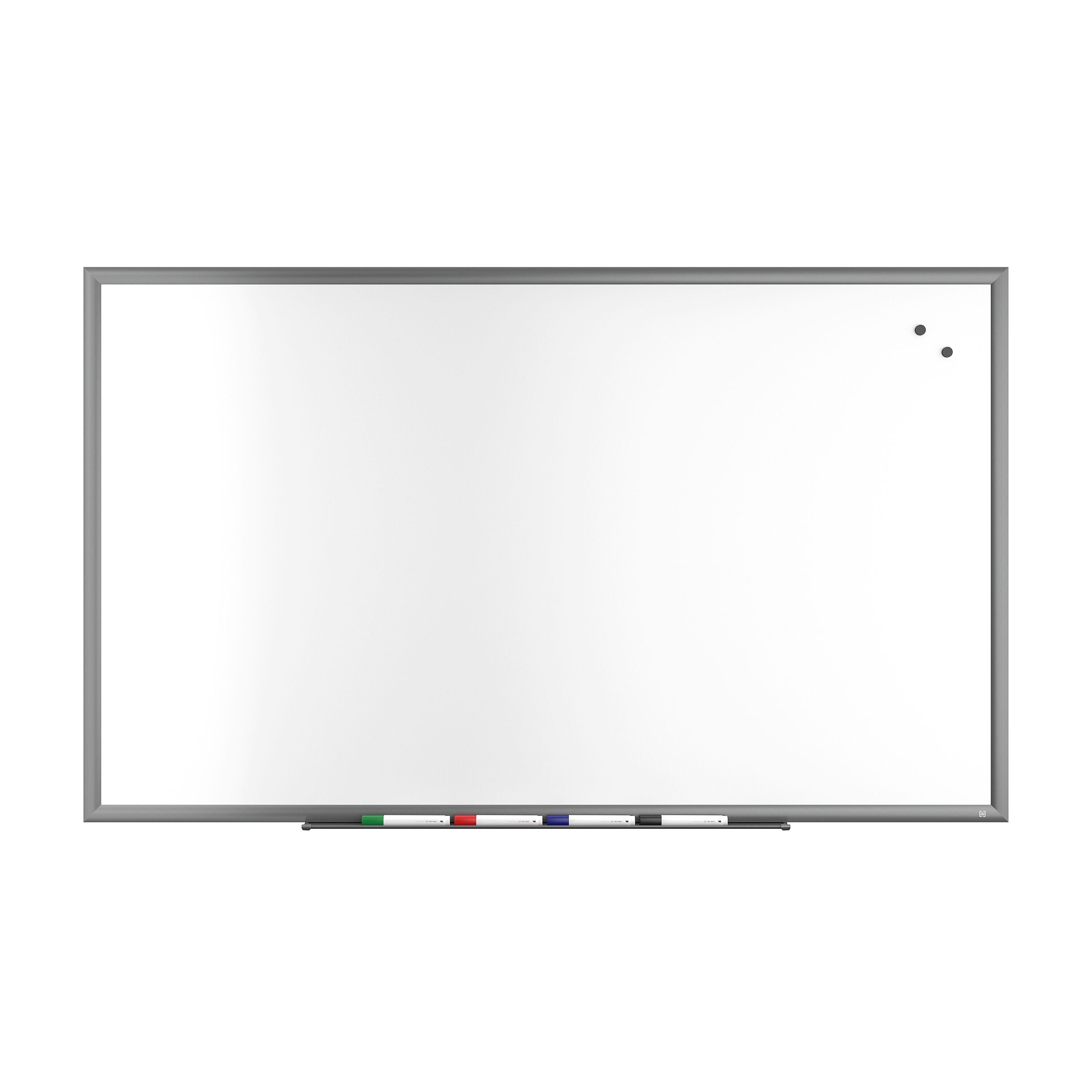 TRU RED™ Magnetic Porcelain Dry Erase Board, Gunmetal Frame, 5' x 3' (TR61186)