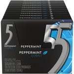 5 GUM Sugar Free Peppermint Cobalt Gum, 15 Sticks/Pack, 10 Packs/Box (WMW51220)