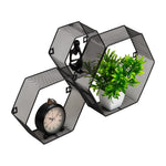 Mind Reader 3-Shelf Metal Honeycomb Hexagon Floating Shelves, Black, 3/Set (WALL3PC-BLK)