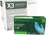 Ammex X3 Nitrile Gloves, Large, Blue, 100/Box, 10 Boxes/Carton (X346100XX)