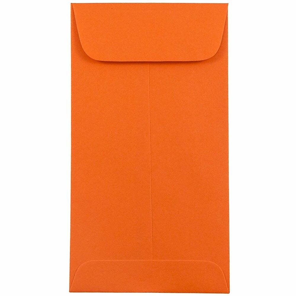 JAM Paper #7 Coin Envelopes, 3 1/2" x 6 1/2", Orange, 100/Pack (1526755d)