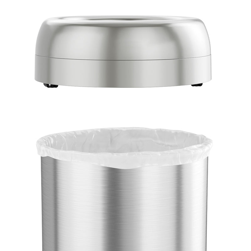 halo Stainless Steel Round Open Top Trash Can with Dual AbsorbX Odor Control System, Silver, Silver, 13 Gal. (OT13STR)