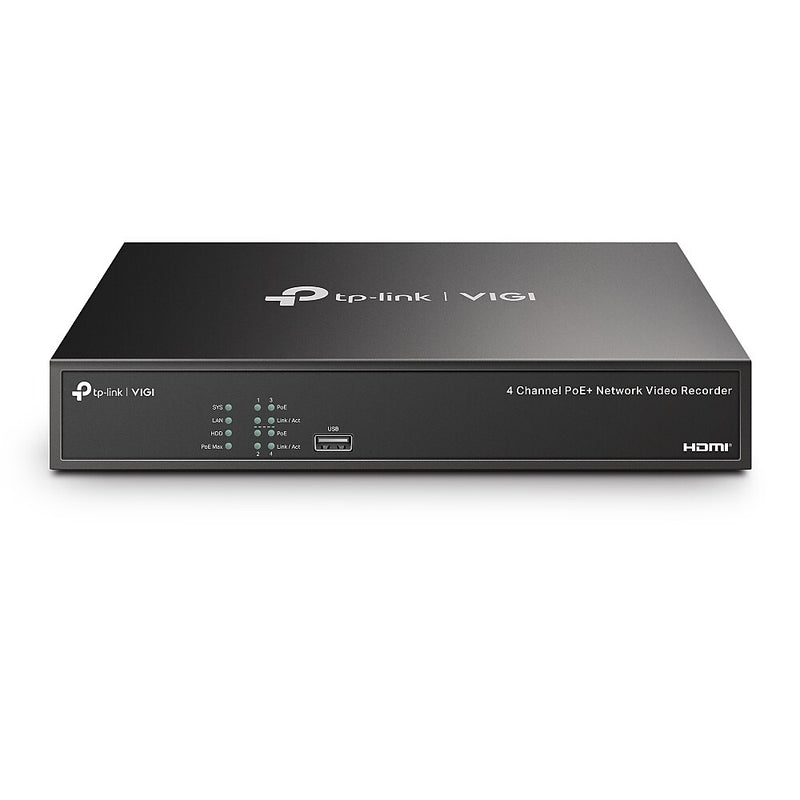 TP-Link VIGI NVR Series Indoor/Outdoor Security Camera System, 4-Channel, Black (NVR1004H-4P-2TB)