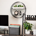 Mind Reader 2-Shelf Metal Wall Decor Circular Floating Shelves, 18" x 4" x 18", Black (WALLCIR-BLK)