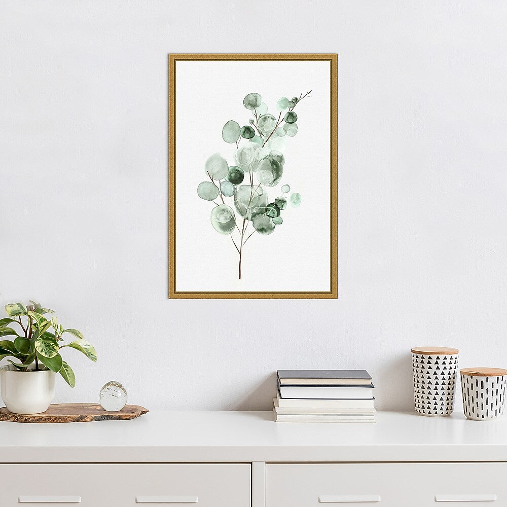 Amanti Art Tender Sprout II (Eucalyptus) by Eva Watts Framed Canvas Wall Art Print, 16" x 23" (A42675040761)