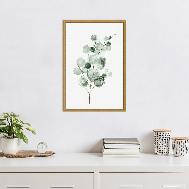 Amanti Art Tender Sprout II (Eucalyptus) by Eva Watts Framed Canvas Wall Art Print, 16" x 23" (A42675040761)