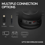 Logitech PRO X 2 LIGHTSPEED Wireless Bluetooth Stereo Gaming Over-the-Ear Headset, 3.5mm, Black (981-001262)