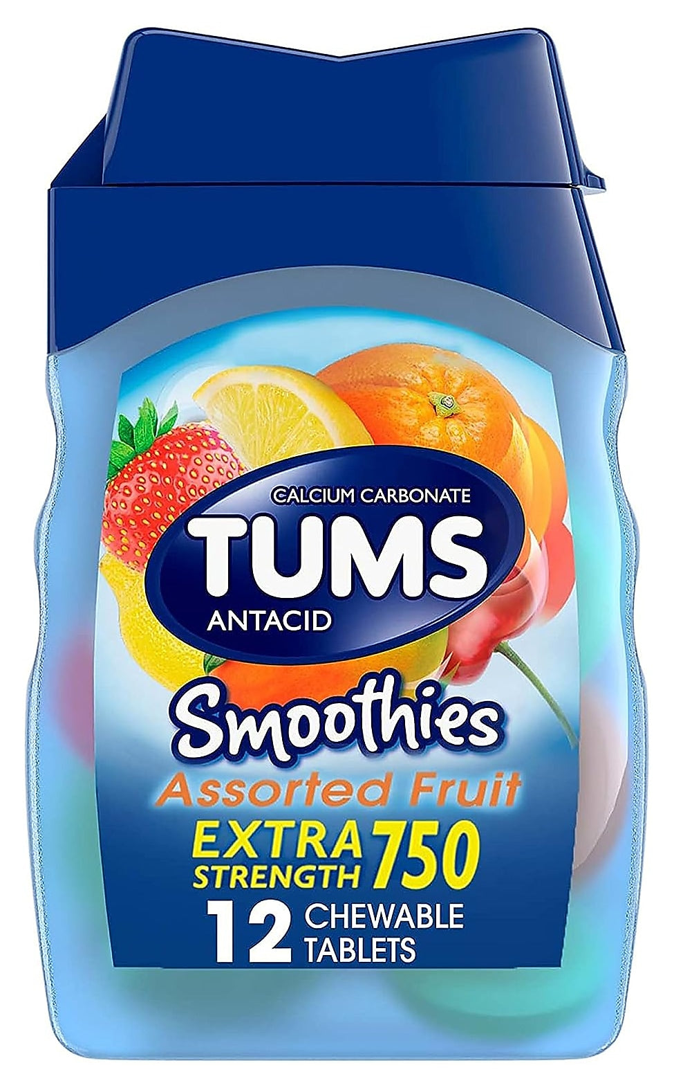 TUMS Extra Strength Smoothie Assorted Fruit Chewable Tablets, 12/Bottle (74060)