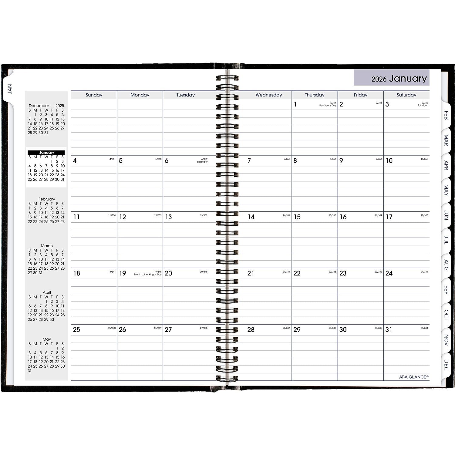 2026 AT-A-GLANCE DayMinder 8" x 11.75" Monthly Planner, Faux Leather Cover, Black (G470H-00-26)