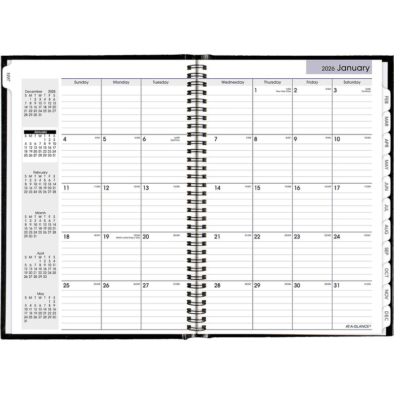 2026 AT-A-GLANCE DayMinder 8" x 11.75" Monthly Planner, Faux Leather Cover, Black (G470H-00-26)
