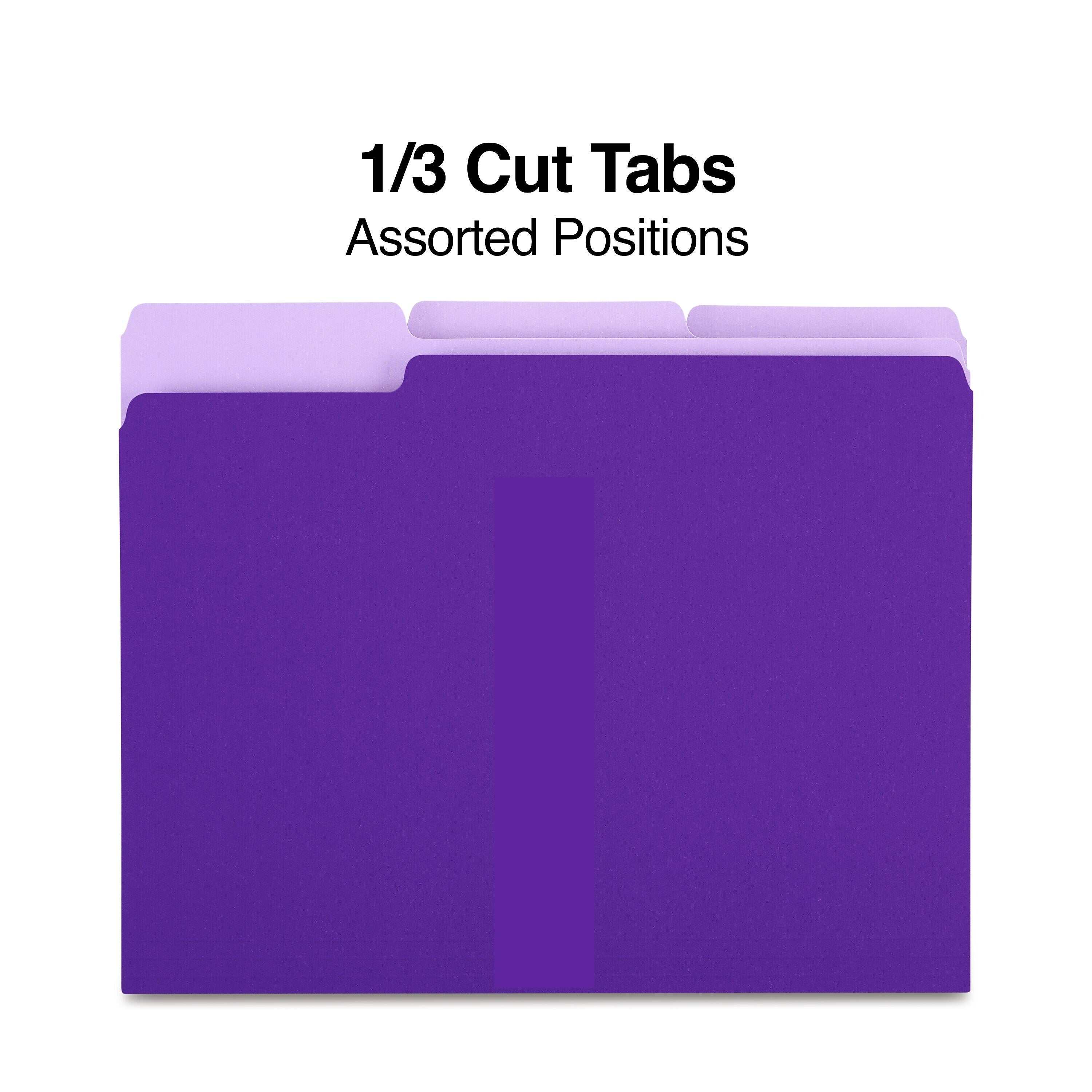 Staples File Folders, 1/3-Cut Tab, Letter Size, Purple, 100/Box (ST535559-CC)