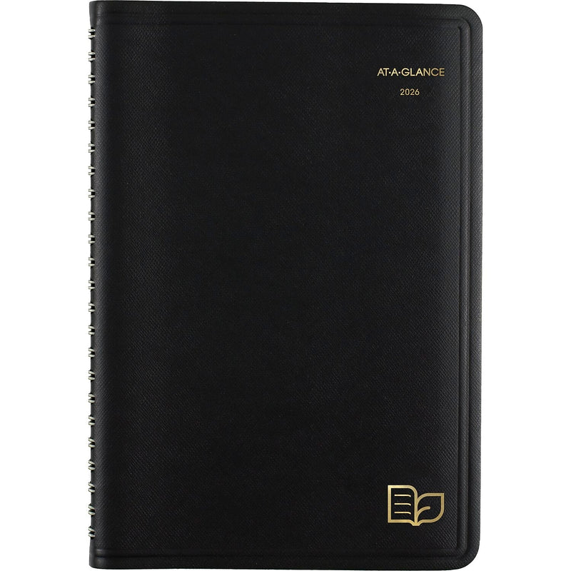 2026 AT-A-GLANCE Recycled 5" x 8" Weekly & Monthly Appointment Book Planner, Faux Leather Cover, Black (70-100G-05-26)