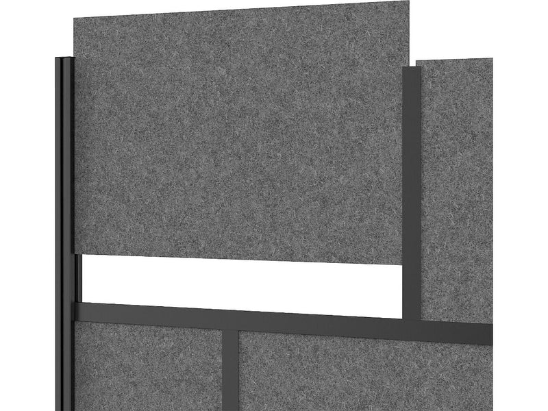 Luxor Workflow Series 6-Panel Freestanding Modular Room Divider System Starter Wall with Whiteboard, 70"H x 53"W, Black/Gray
