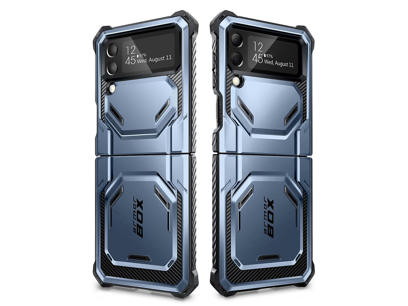 i-Blason Armorbox Metallic Blue Rugged Case for Samsung Galaxy Z Flip4 (Galaxy2022-ZFlip4-5G-Armorbox-Tilt)