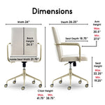 Elle Decor Giselle Fabric Computer and Desk Chair, Cream/Gold (CHR10058D)