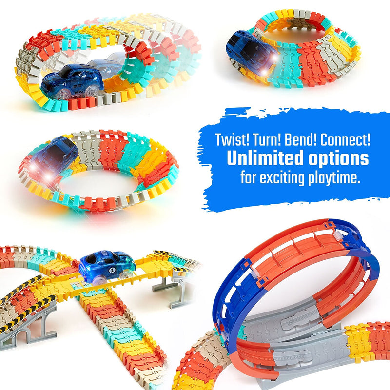 JITTERYGIT Race Track Glow in The Dark Magic Toy Set, 182 Pieces/Pack (FLASHTRACK-RACE-GID)