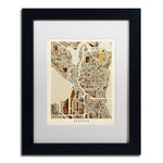 Trademark Fine Art ''Seattle Washington Street Map II'' by Michael Tompsett 11" x 14" (MT0870-B1114MF)