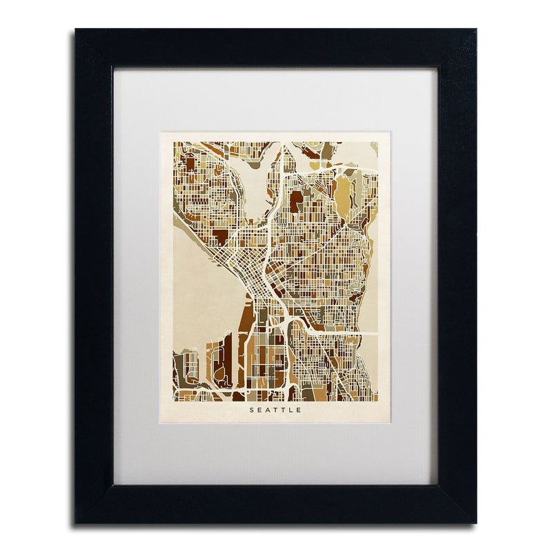 Trademark Fine Art ''Seattle Washington Street Map II'' by Michael Tompsett 11" x 14" (MT0870-B1114MF)
