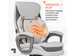 Sharper Image S-600 Active Lumbar Heated Ergonomic Bonded Leather Swivel Executive Massage Chair, Off-White (60098-OWHT)