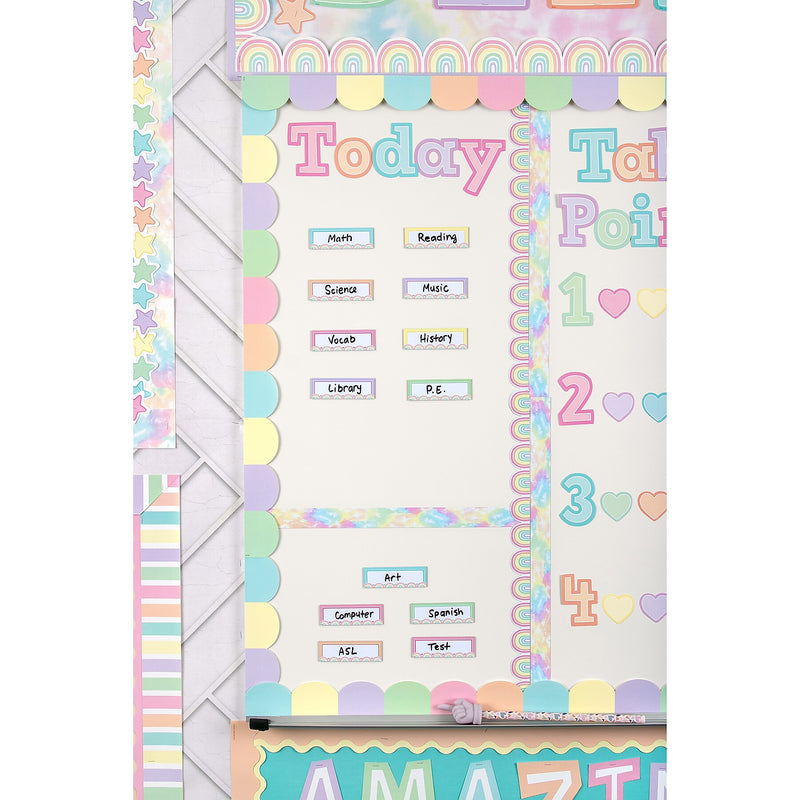 Teacher Created Resources Pastel Pop Rainbows Magnetic Border, 1.5" x 2', 12/Pack, 2/Bundle (TCR77574-2)