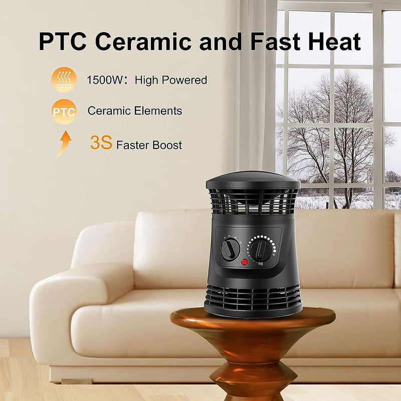 Lifesmart 1500-Watt Portable Ceramic Electric Desk Heater, Black (HT1366)