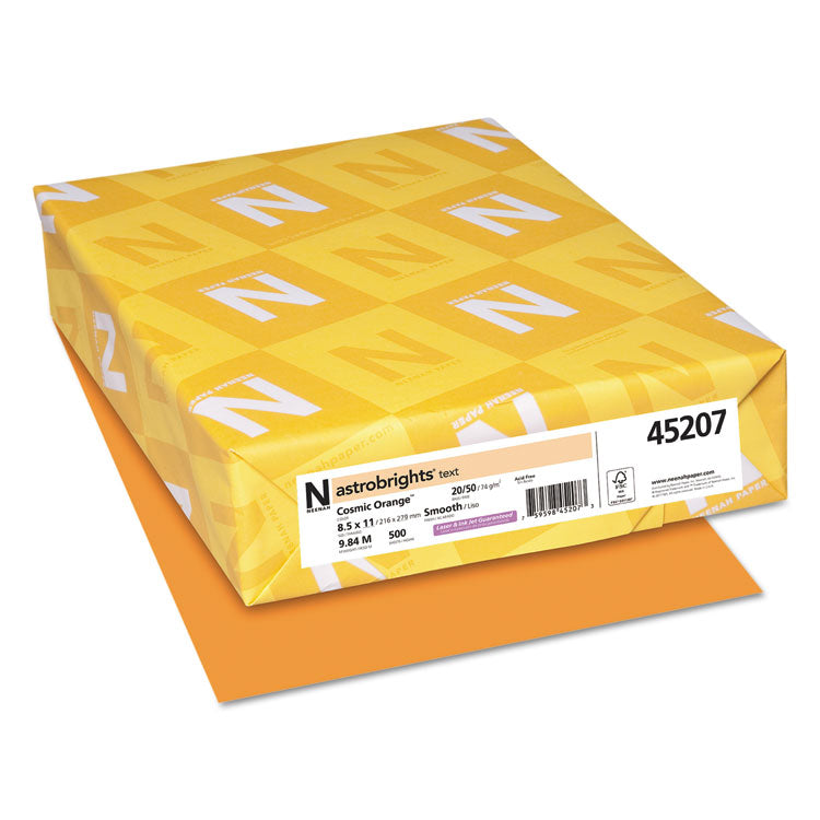 20lb Color Paper, 20 lb Bond Weight, 8.5 x 11, Orange, 500 Sheets/Ream, 10 Reams/Carton