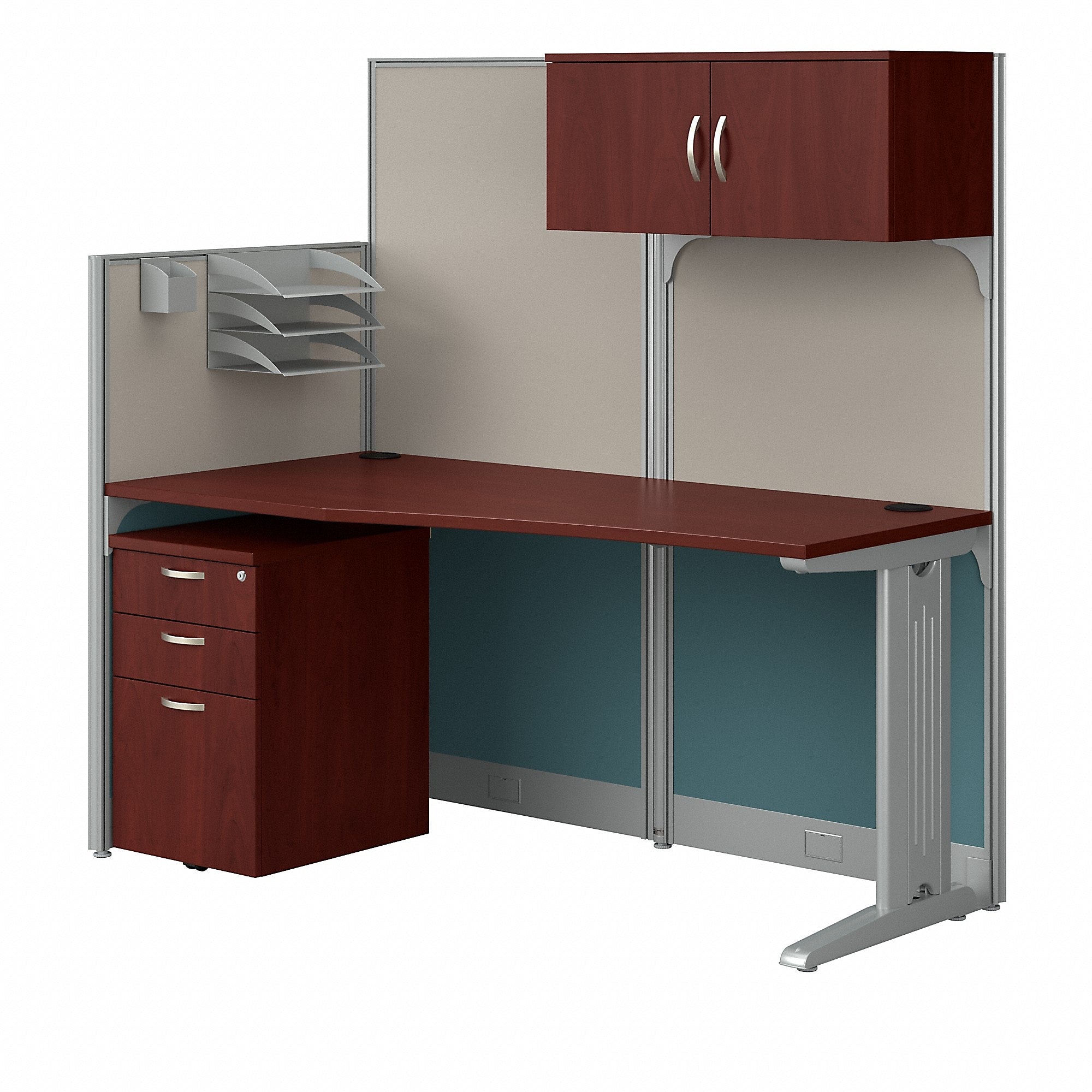 Bush Business Furniture Office in an Hour 63"H x 65"W Cubicle Workstation, Hansen Cherry (WC36492-03STGK)