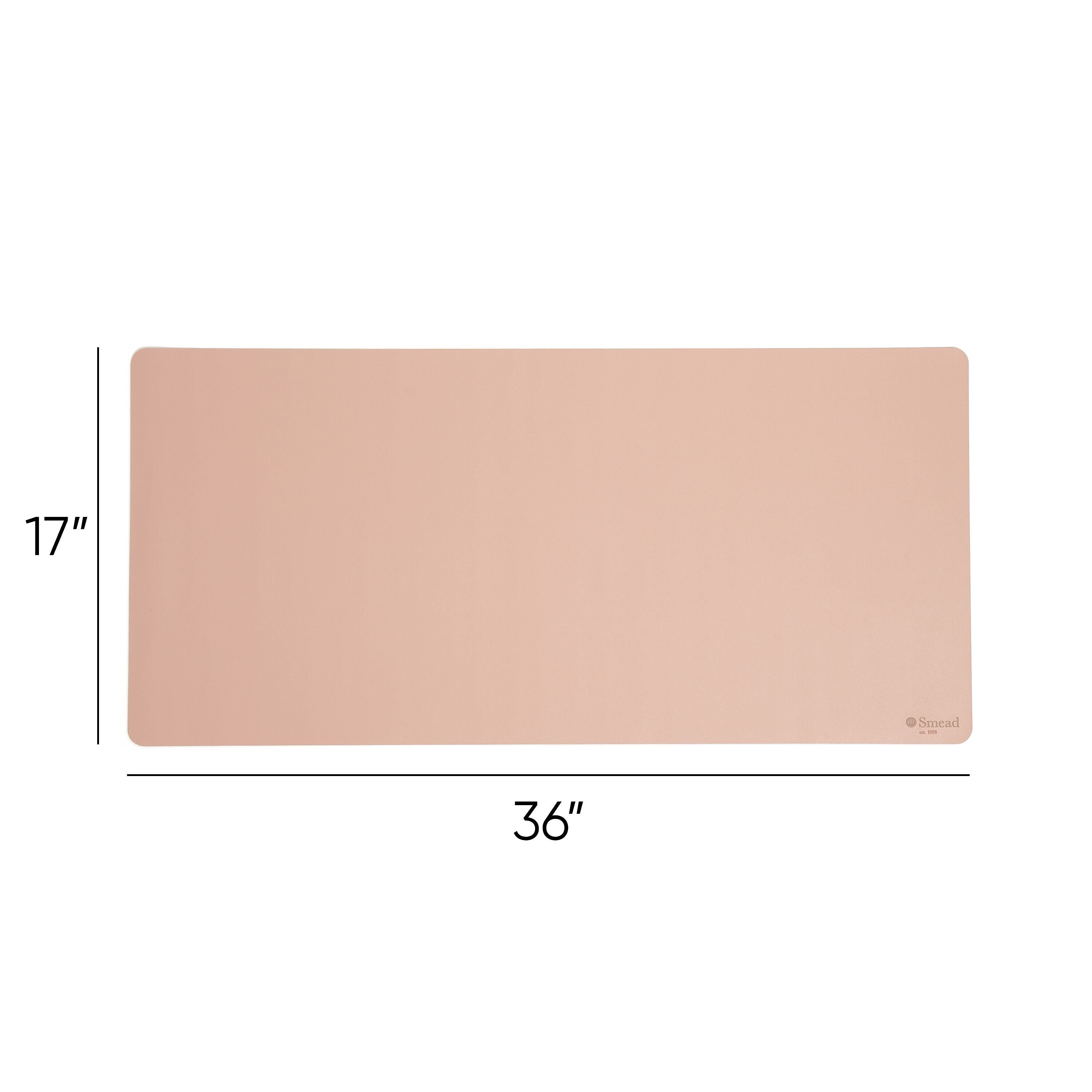 Smead Large Vegan Leather Anti-Slip Desk Pad, 36" x 17", Light Pink (SMD64829)