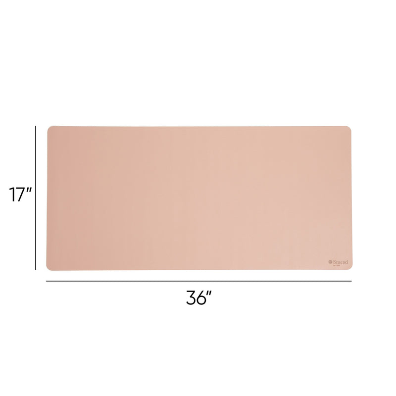 Smead Large Vegan Leather Anti-Slip Desk Pad, 36" x 17", Light Pink (SMD64829)