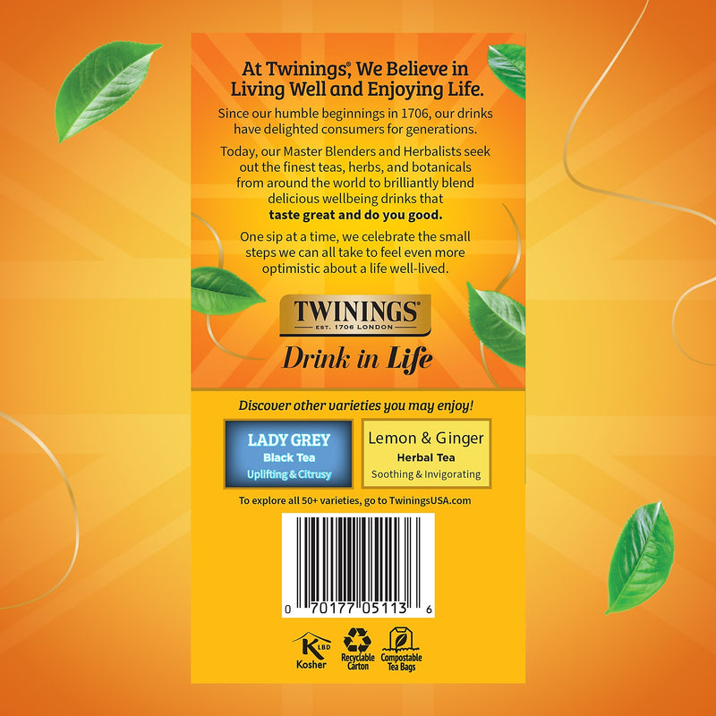 Twinings Earl Grey Black Tea Bags, 3.53 oz., 50/Box (TNA82221)