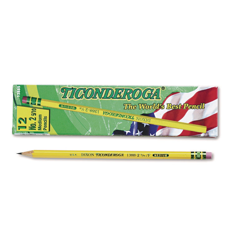 Pencils, F (#2.5), Black Lead, Yellow Barrel, Dozen