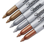 Metallic Fine Point Permanent Markers, Fine Bullet Tip, Gold-Silver-Bronze, 6/pack