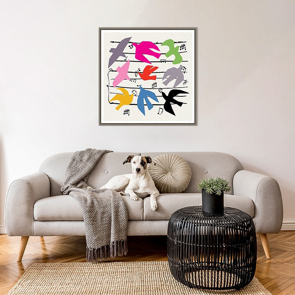 Amanti Art Dawn Bird Chorus by Jenny Frean Framed Canvas Wall Art Print, 30" x 30" (A42678027453)