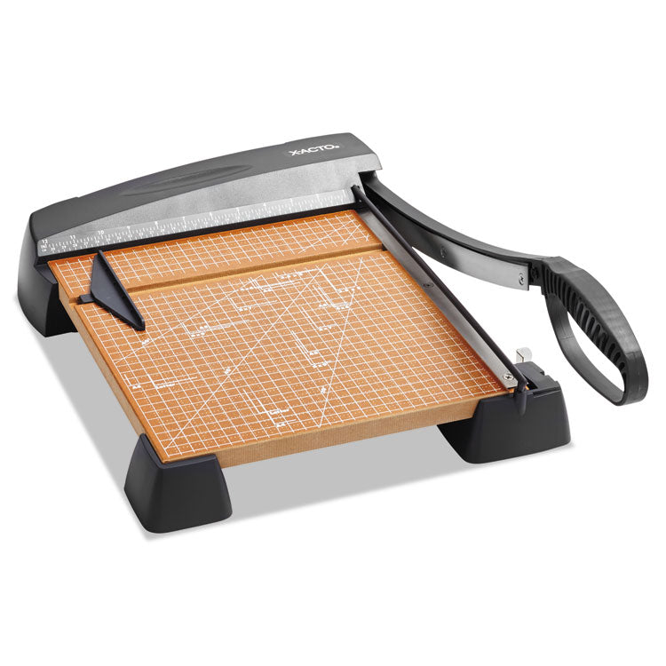 Heavy-Duty Wood Base Guillotine Trimmer, 12 Sheets, 12" Cut Length, 12 X 12