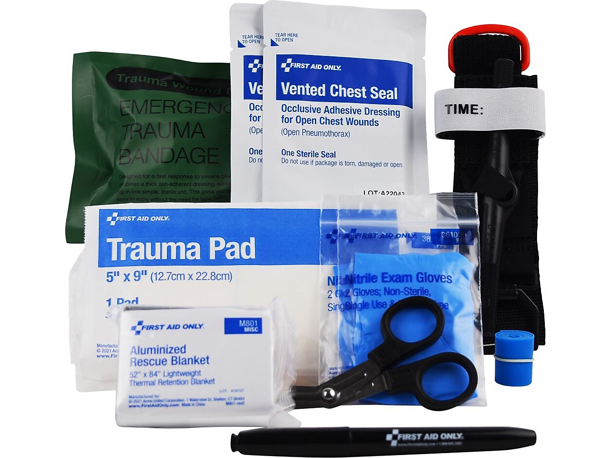 First Aid Only Right Response 15-Piece Bleeding Control Kit, Limb & Chest Wounds (91513)