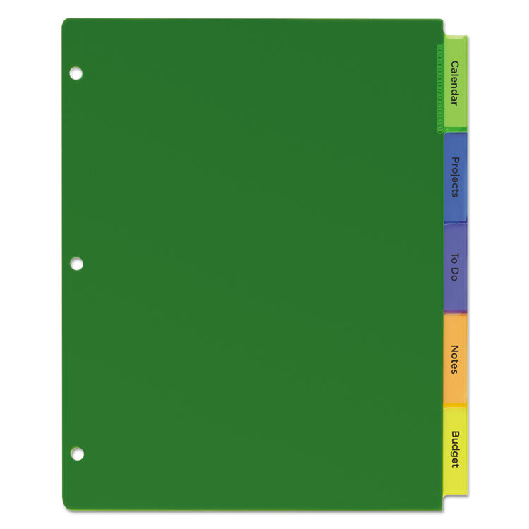 Insertable Big Tab Plastic Dividers, 5-Tab, 11 X 8.5, Assorted, 1 Set
