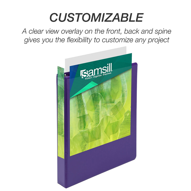 Samsill Earth's Choice Plant-Based 1" Durable View Binders, 3-Ring, Made in USA, Assorted Fashion Colors, 4/Pack (MP48639)