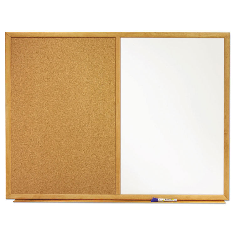 Combination Board, 48" x 36", Brown/White Surface, Oak Finished Fiberboard (MDF) Frame