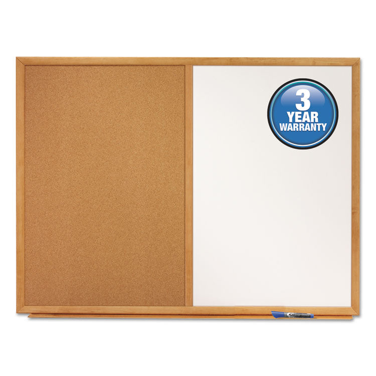 Combination Board, 48" x 36", Brown/White Surface, Oak Finished Fiberboard (MDF) Frame