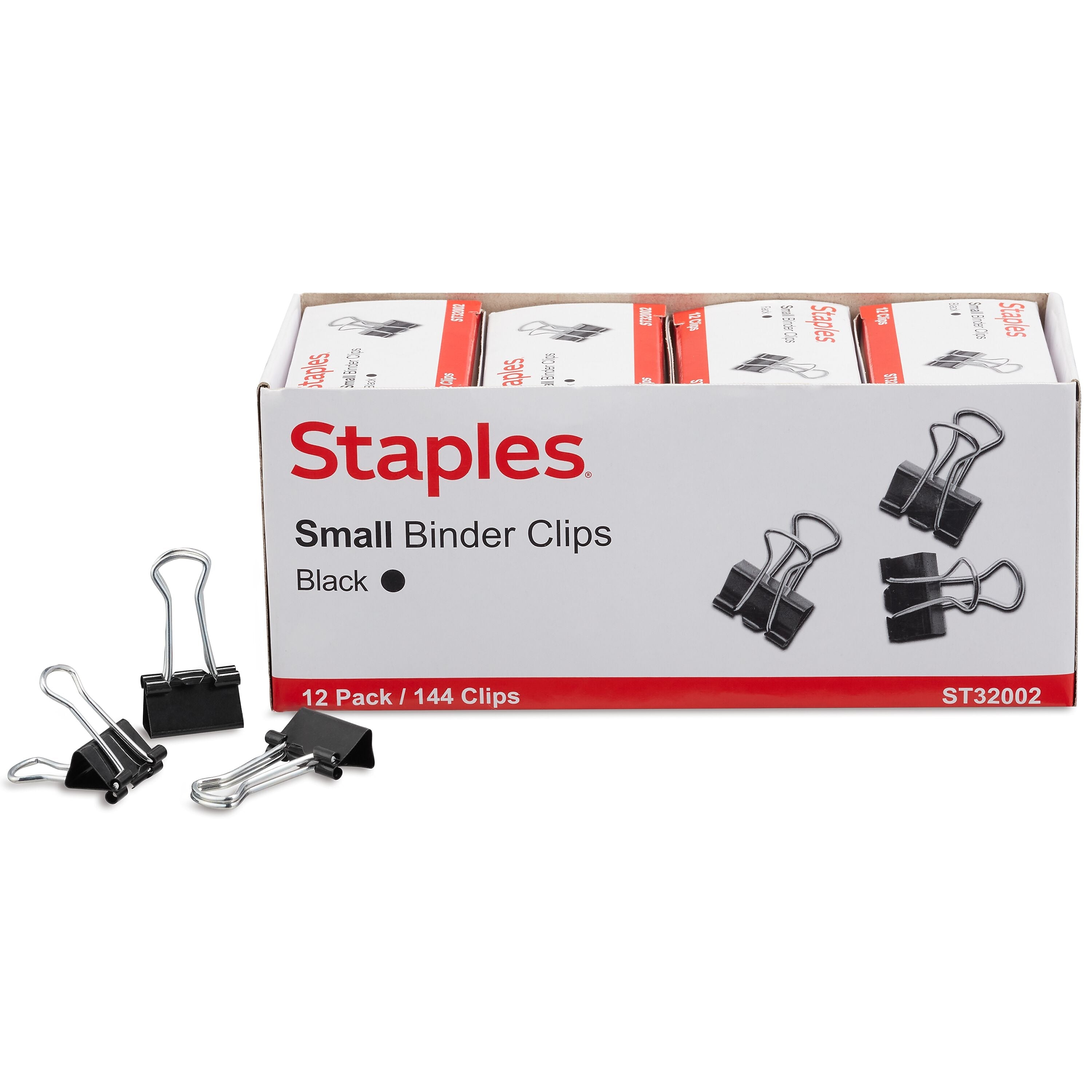 Staples Small Binder Clips, 0.38" Capacity, Black, 144 Clips/Pack (ST32002/32002)