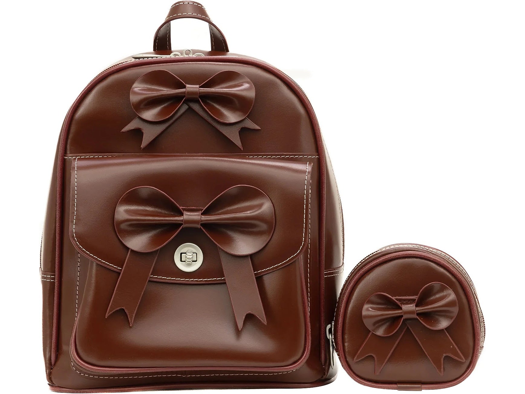 McKlein ACADIA 2-Piece Leather Backpack Set, Small, Red (99716)