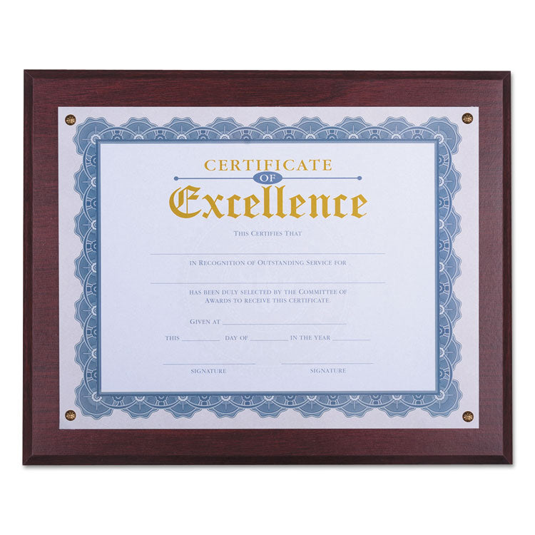 Award Plaque for 11" x 8.5" Award Certificates, 13.3" x 11", Mahogany